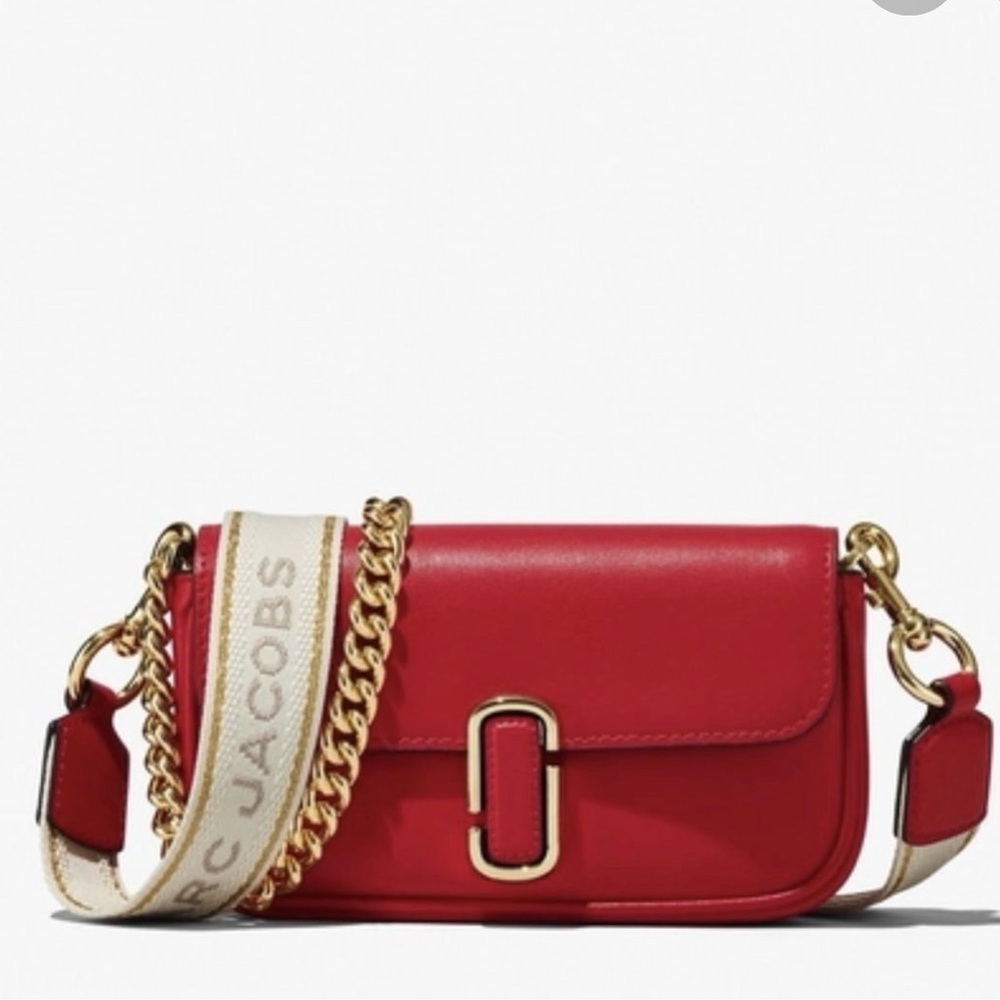 Marc Jacobs Red Leather Crossbody with Branded Strap